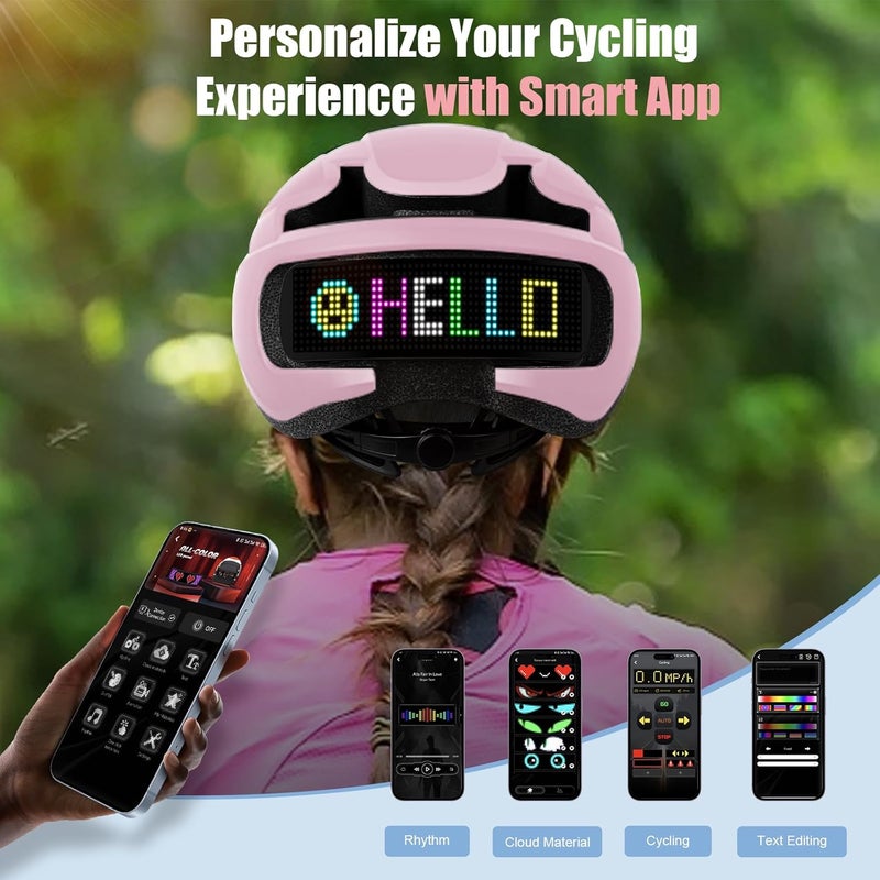 asteron Bike Helmet, Bicycle Helmets with Light, 360° High Visibility LED Display, Lightweight Adjustable Mountain Bike Helmet with Turn Signals, Smart APP Controlled, Helmets for Adults, Youth, Men & Women - Image 2